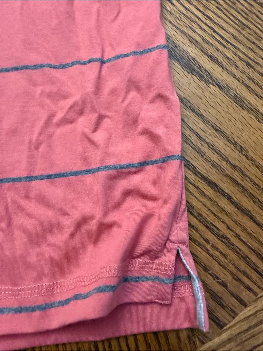 Linksoul Coral Stripe Polo with Gray Collar
